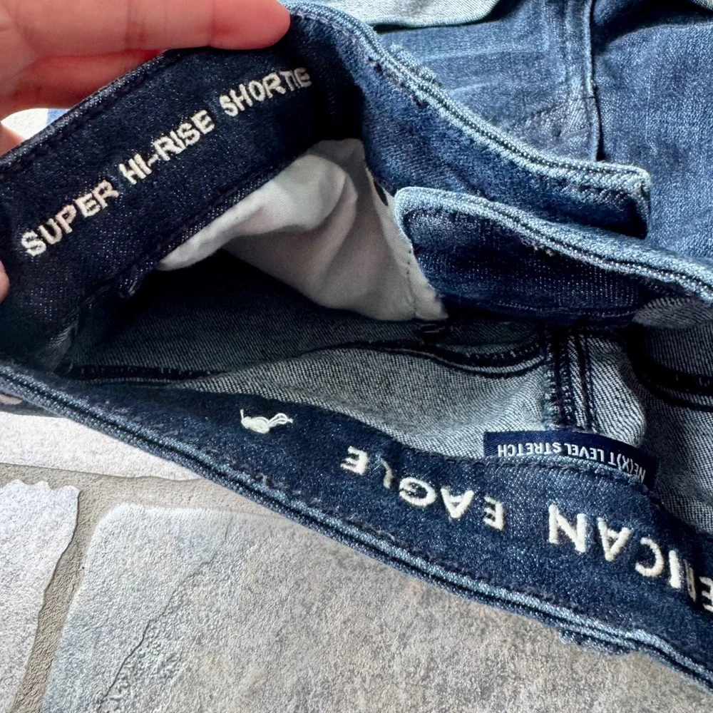 American Eagle‎ Super High Rise Shortie Shorts 6 Dark Wash Ne(x)t Level Stretch